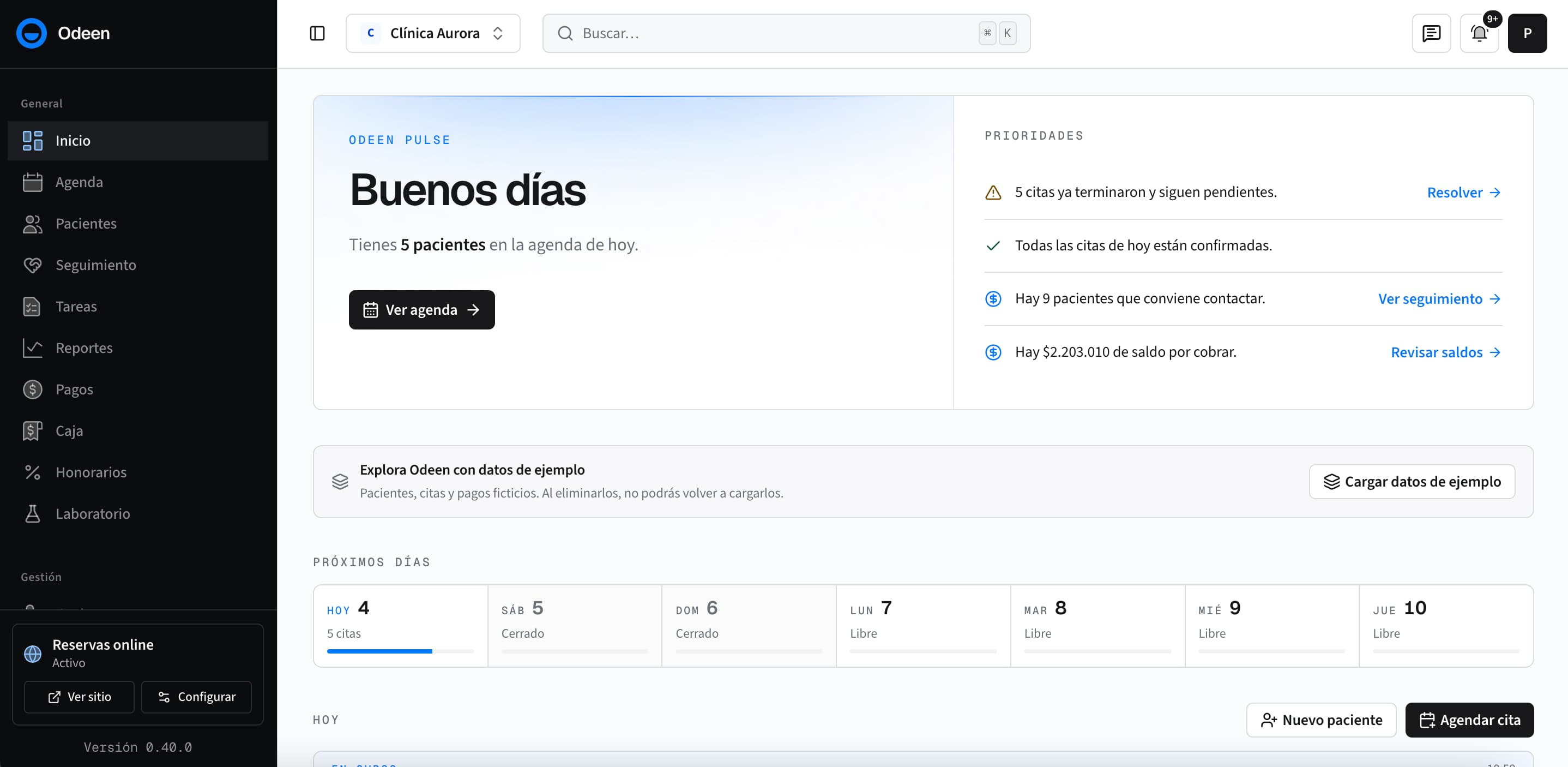 Inicio de Odeen con prioridades de la jornada clínica